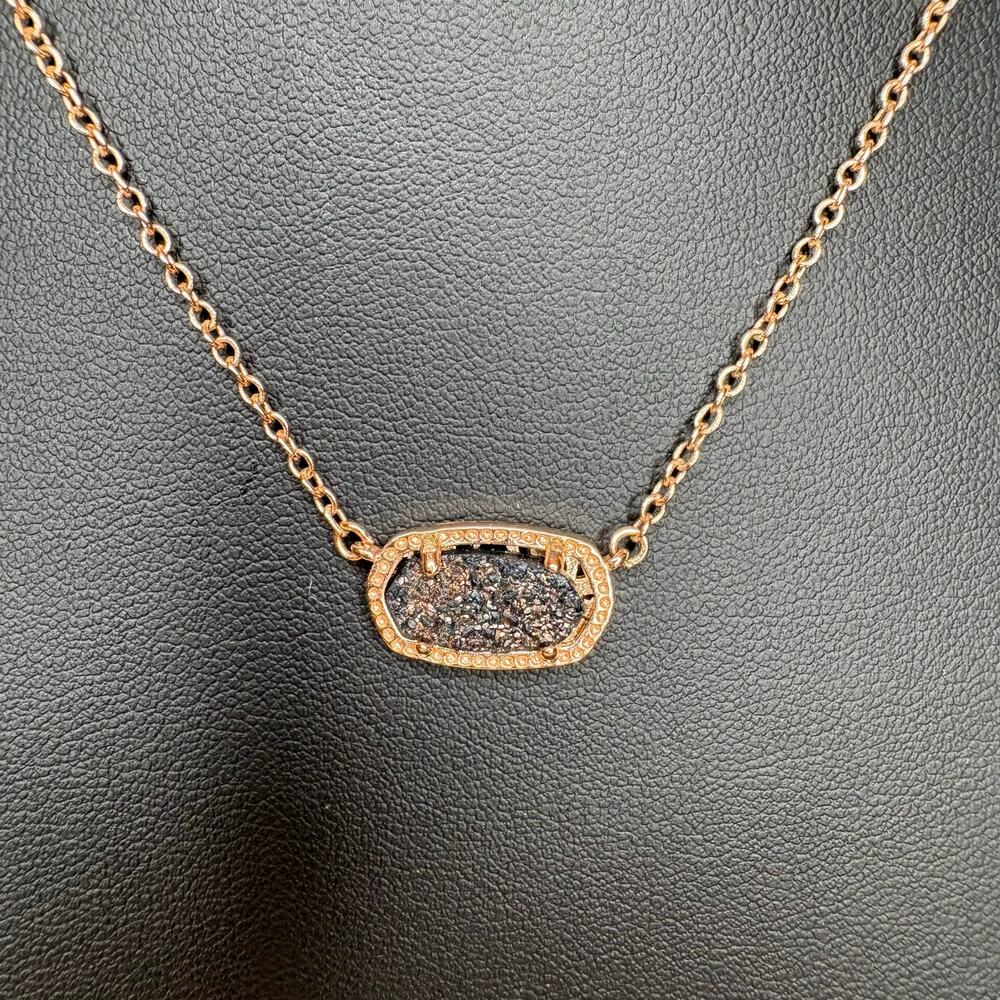 Kendra Scott Dainty Druzy Necklace Rose Gold Druzy Drusy Necklace 14"/2"